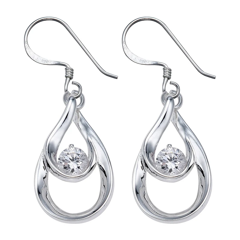 Sterling Silver Cubic Zirconia Teardrop Earrings