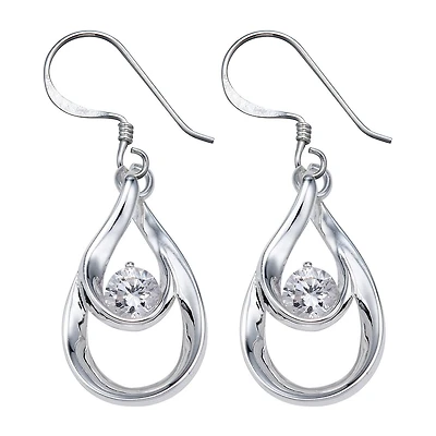 Sterling Silver Cubic Zirconia Teardrop Earrings      