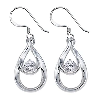 Sterling Silver Cubic Zirconia Teardrop Earrings      
