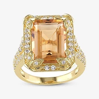 Genuine Citrine, White Topaz and Diamond-Accent Ring