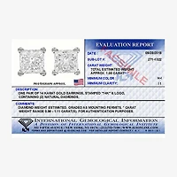 Premier Collection 1 CT. T.W.  Natural Diamond Princess-Cut Stud Earrings in 14K Gold