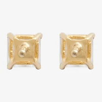 Silver Treasures Cubic Zirconia 14K Gold Over Silver 4.5mm Square Stud Earrings