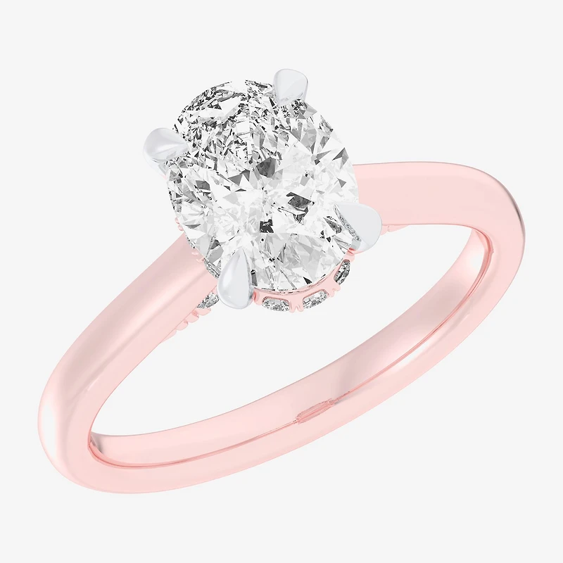 (G-H / Si1-Si2) Womens 2 1/5 CT. T.W. Lab Grown White Diamond 14K Gold Oval Engagement Ring