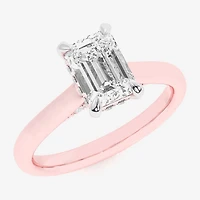 (G-H / SI1-SI2) Womens 2 1/5 CT. T.W. Lab Grown White Diamond 14K Gold Emerald Solitaire Engagement Ring