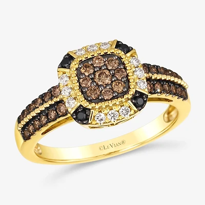 Le Vian® Ring featuring 3/8 CT. Chocolate Diamonds® 1/10 Nude Diamonds™ Blackberry Diamonds®set 14K Honey Gold™