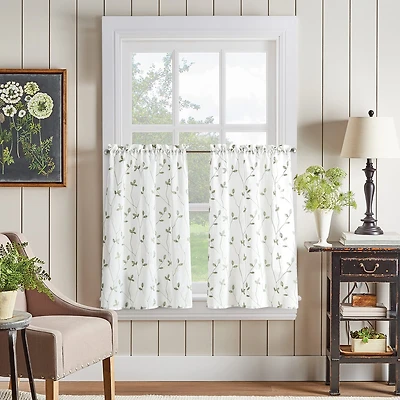CHF Botanical Embroidery 2-pc. Rod Pocket Window Tier