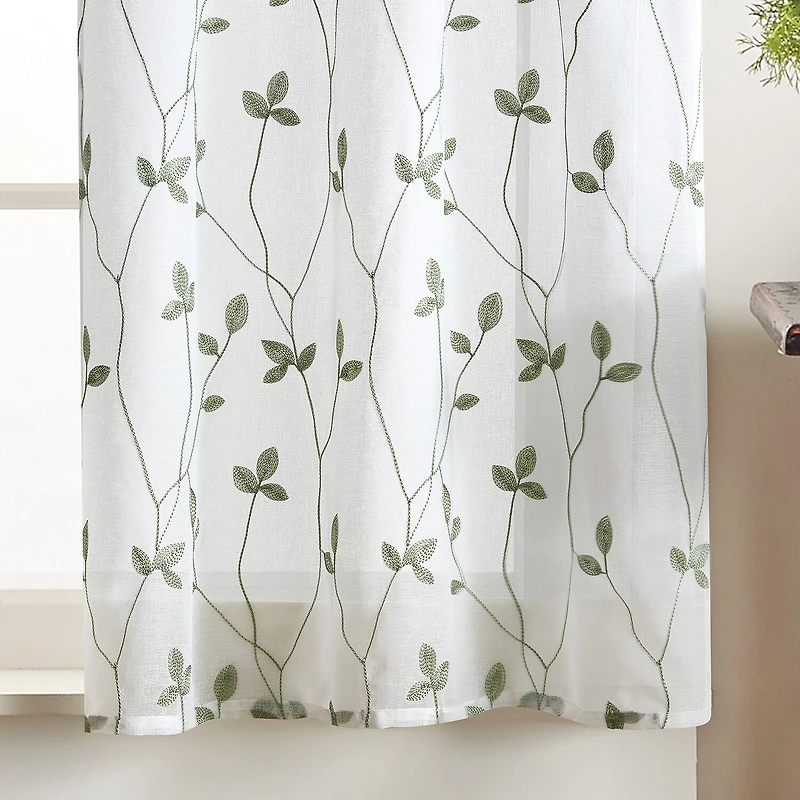 CHF Botanical Embroidery 2-pc. Rod Pocket Window Tier