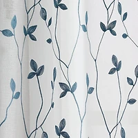 CHF Botanical Embroidery Rod Pocket Embroidered Sheer Set of 2 Curtain Panel