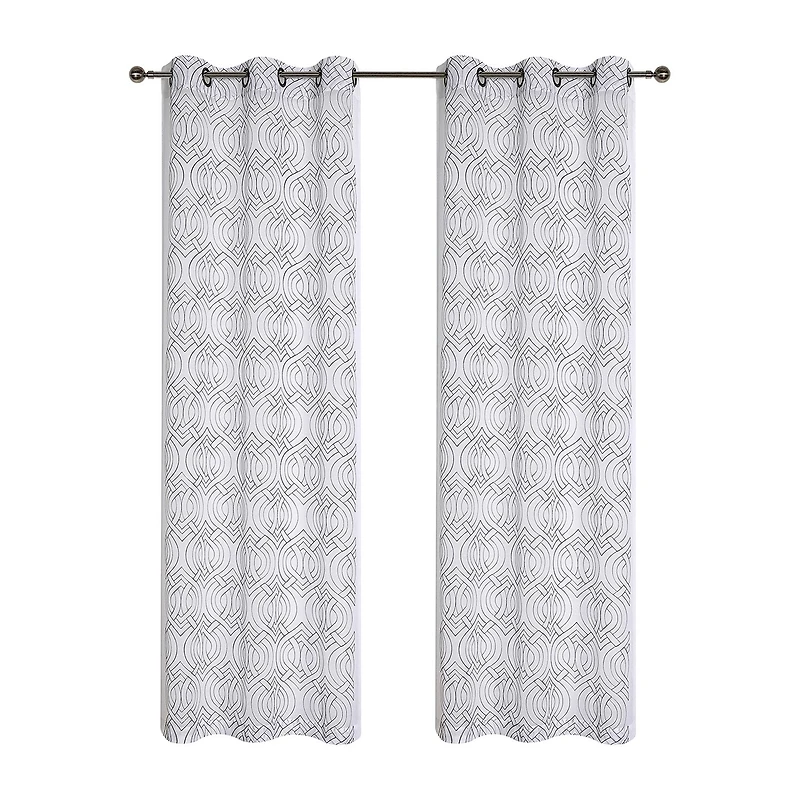 Regal Home Willa Grommet Top Embroidered Sheer Set of 2 Curtain Panel