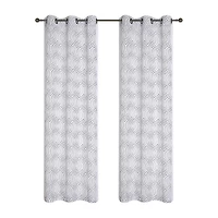 Regal Home Willa Grommet Top Embroidered Sheer Set of 2 Curtain Panel