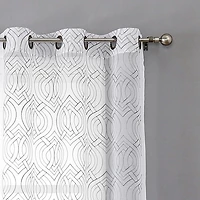 Regal Home Willa Grommet Top Embroidered Sheer Set of 2 Curtain Panel
