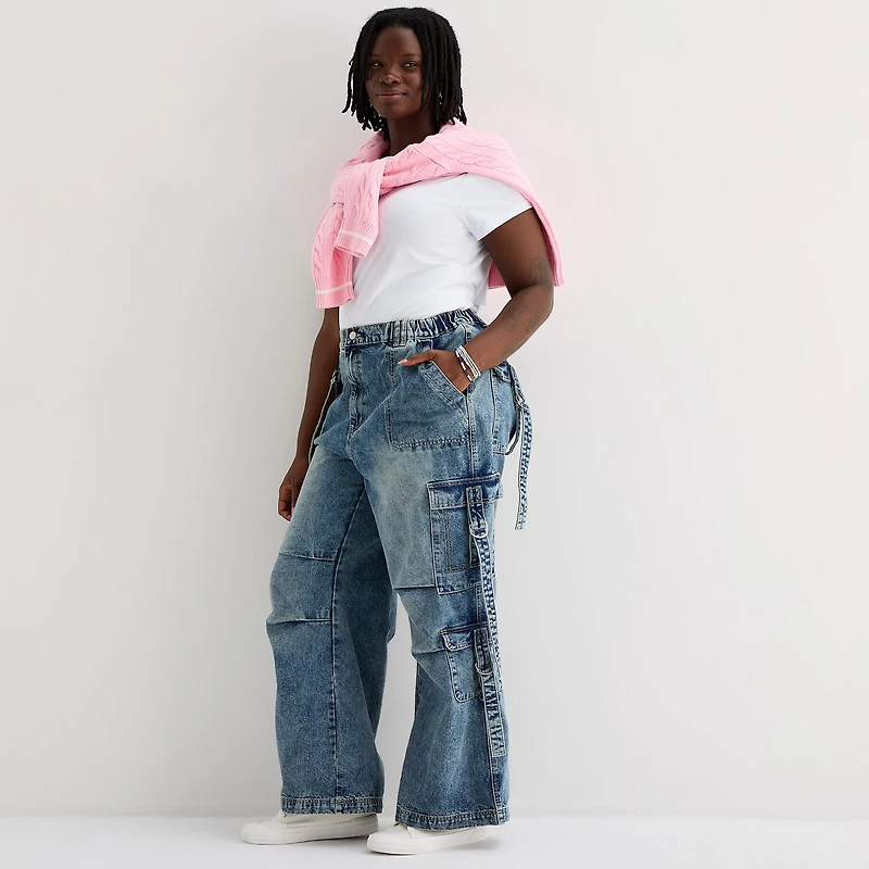 Forever 21 Womens Juniors Plus Low Rise Loose Fit Jean
