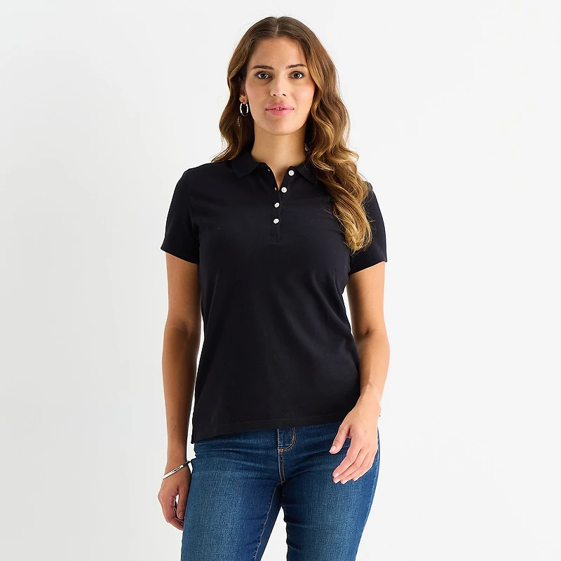 St. John's Bay Womens Short Sleeve Polo Shirt