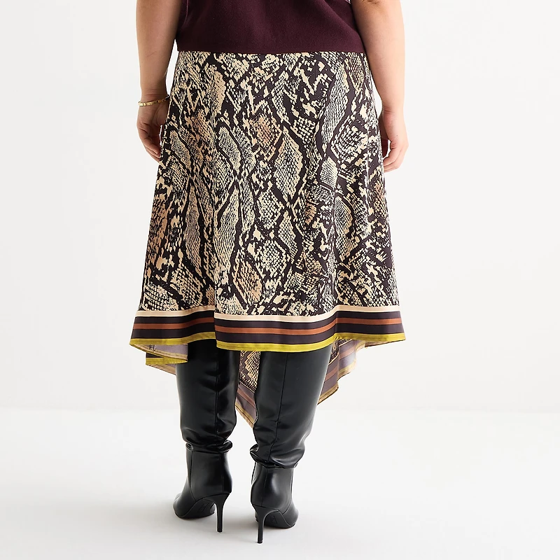 Worthington Womens Plus Long Asymmetrical Skirt