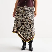 Worthington Womens Plus Long Asymmetrical Skirt