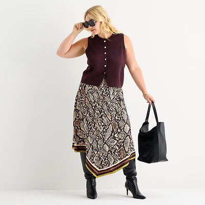 Worthington Womens Plus Long Asymmetrical Skirt