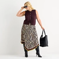 Worthington Womens Plus Long Asymmetrical Skirt