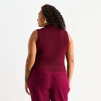 Worthington Plus Womens Mock Neck Sleeveless Pullover Sweater