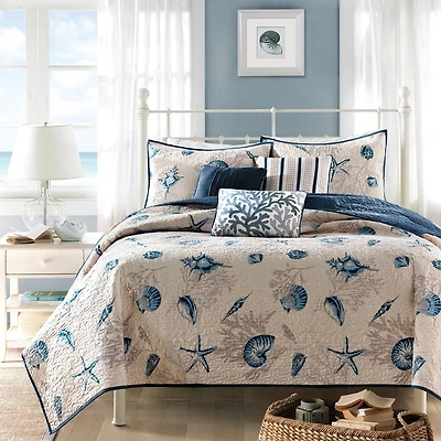 Madison Park Nantucket Coastal Quilt Set With Throw Pillows