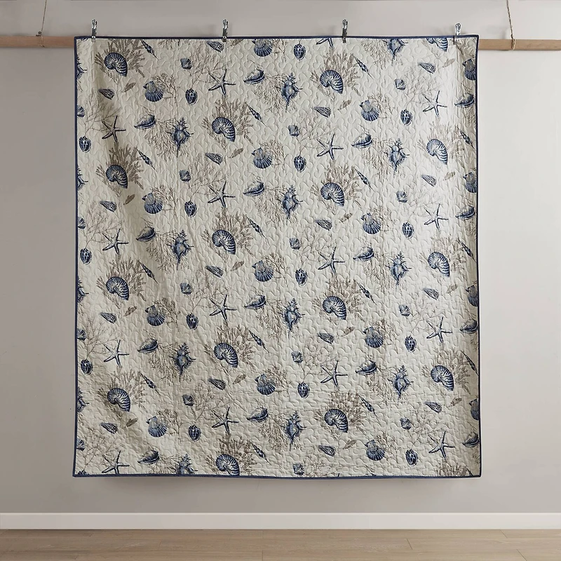 Madison Park Nantucket Coastal Quilt Set With Throw Pillows