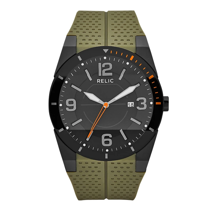 Relic® Jake Mens Olive Green Rubber Strap Watch ZR12049