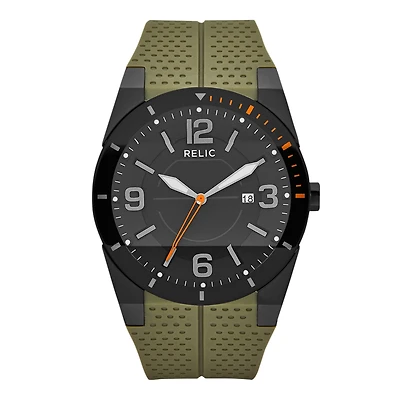 Relic® Jake Mens Olive Green Rubber Strap Watch ZR12049