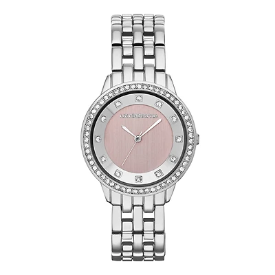 Liz Claiborne® Womens Pink Crystal-Accent Bracelet Watch