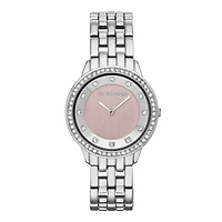 Liz Claiborne® Womens Pink Crystal-Accent Bracelet Watch