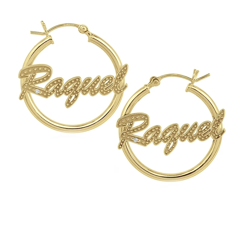 Womens Diamond Accent White Diamond Sterling Silver 25mm Round Hoop Earrings