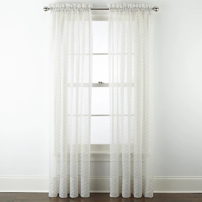 Home Expressions Lisette Geometric Print Rod Pocket Sheer Single Curtain Panel