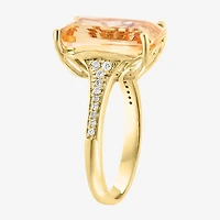 Effy Final Call Womens Genuine Yellow Citrine & 1/8 CT. T.W. Genuein Diamond 14K Gold Cocktail Ring