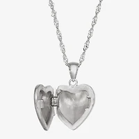 Womens White Cubic Zirconia Sterling Silver 15 Inch Locket Necklace
