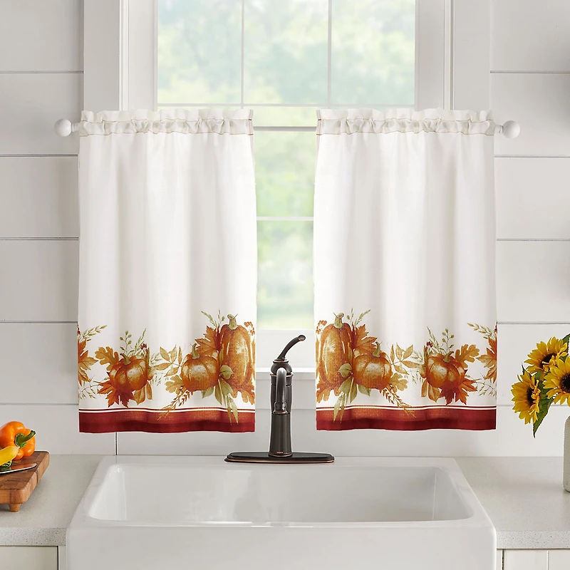 Threadmade Autumn Pumpkin Grove 3-pc. Rod Pocket Window Tier