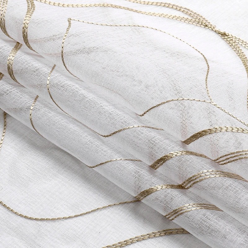 Regal Home Layla Matte Grommet Top Embroidered Sheer Set of 2 Curtain Panel
