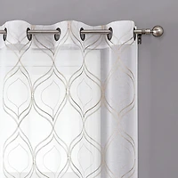 Regal Home Layla Matte Grommet Top Embroidered Sheer Set of 2 Curtain Panel