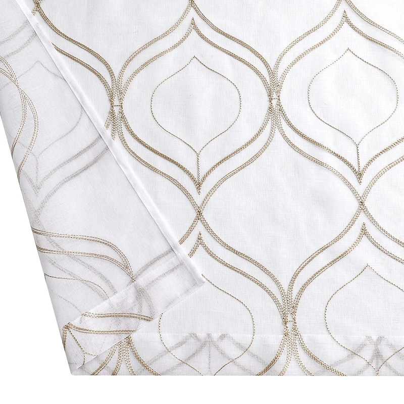 Regal Home Layla Matte Grommet Top Embroidered Sheer Set of 2 Curtain Panel