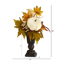 Nearly Natural 13" Fall Pumpkin And Berries Floral Arrangement