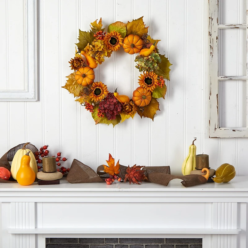Nearly Natural 22" Assortment Faux Wreath