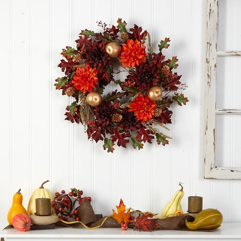 Nearly Natural 24" Autumn Faux Wreath