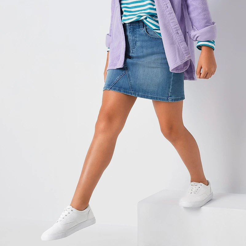 Thereabouts Little & Big Kid Girls Adjustable Waist Midi Denim Skirt