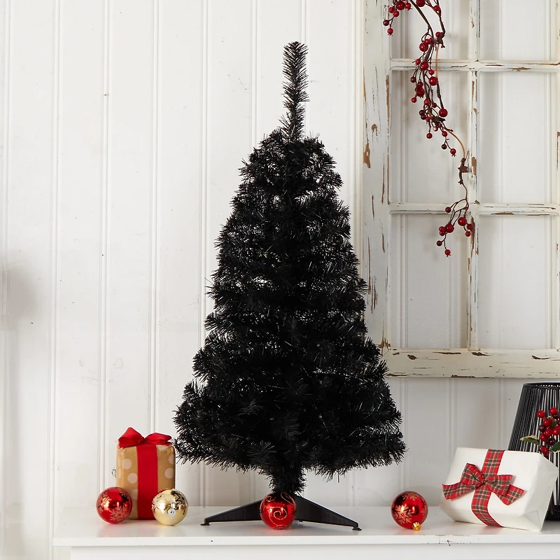 Nearly Natural 3 Foot Black Faux With Lights Halloween Tree