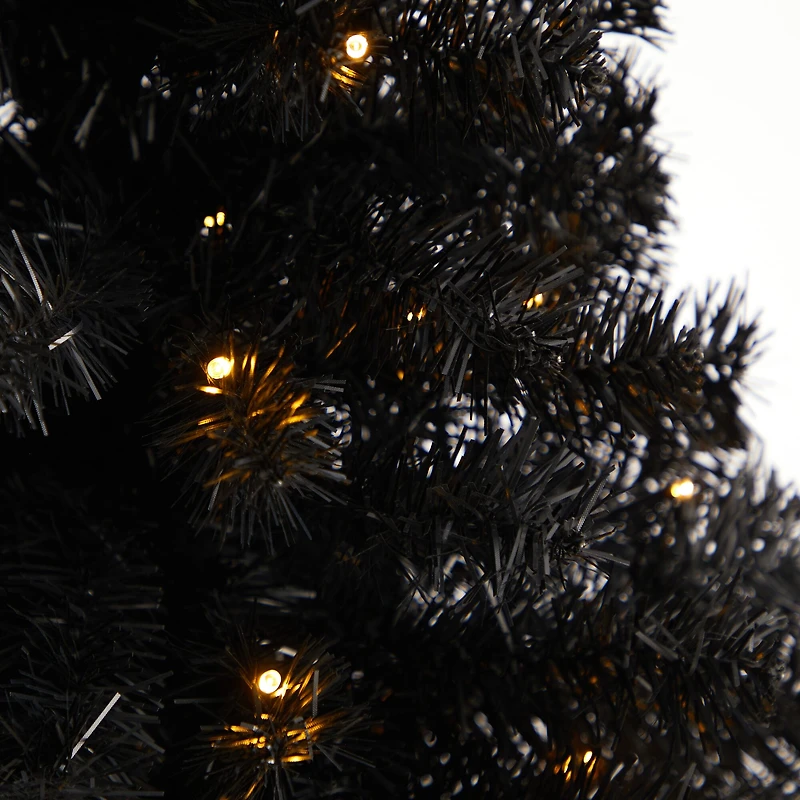 Nearly Natural 3 Foot Black Faux With Lights Halloween Tree