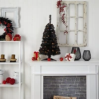 Nearly Natural 3 Foot Black Faux With Lights Halloween Tree