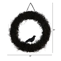 Nearly Natural 30" Halloween Black Raven Twig Wreath