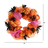 Nearly Natural "26"" Halloween Spider Mesh" Wreath