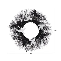 Nearly Natural "22"" Halloween Ghost Bats Twig" Wreath