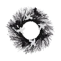 Nearly Natural "22"" Halloween Ghost Bats Twig" Wreath
