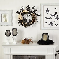 Nearly Natural 24" Halloween Skull And Bones Wreath