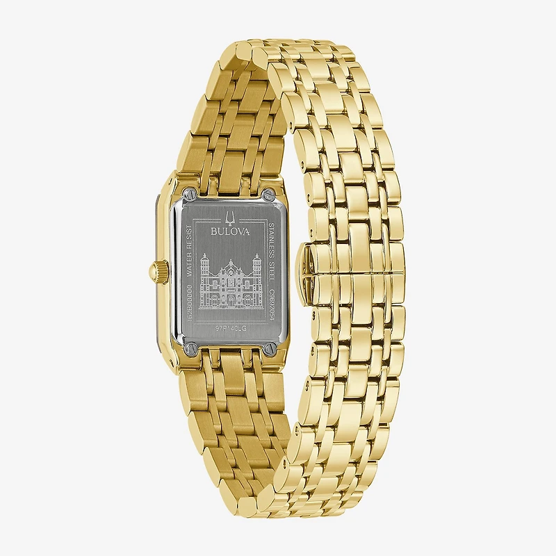 Bulova Our Lady Of Guadalupe / Nuestra Señora De Guadalupe Womens Diamond Accent Gold Tone Stainless Steel Bracelet Watch 97p140lg