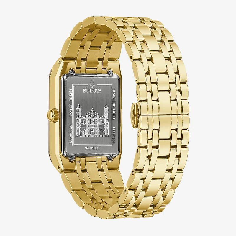 Bulova Our Lady Of Guadalupe / Nuestra Señora De Guadalupe Mens Diamond Accent Gold Tone Stainless Steel Bracelet Watch 97d120lg
